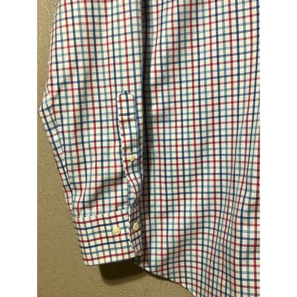 Peter Millar Nanoluxe Men Plaid Button Up Shirt Academia Preppy Blue Size Large - Picture 4 of 11